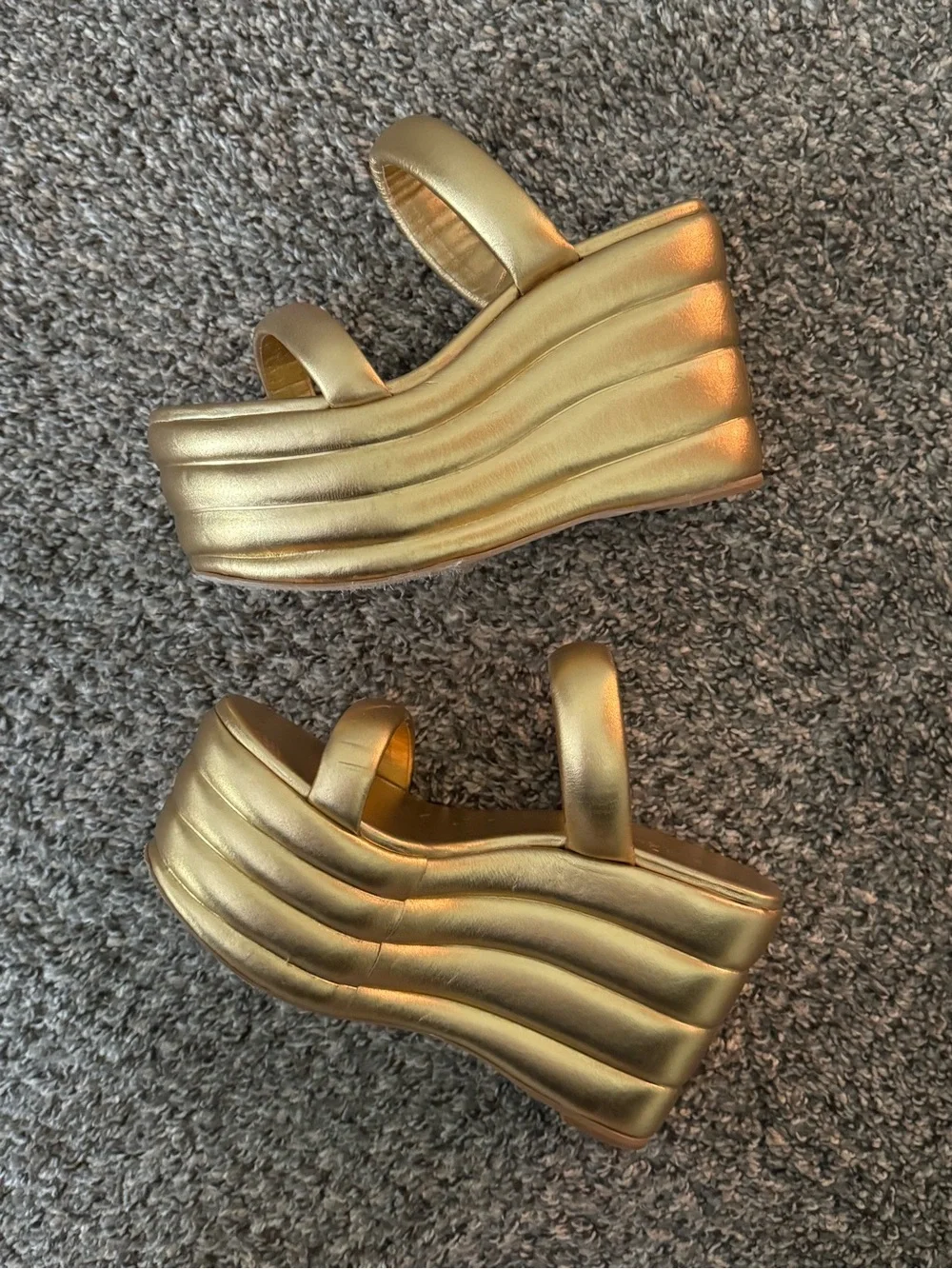 CULT GAIA Gold Platform Wedge Sandals